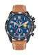 Patrouille De France Athos 4 Men's Watch Chronograph Battery with Brown Leather Strap