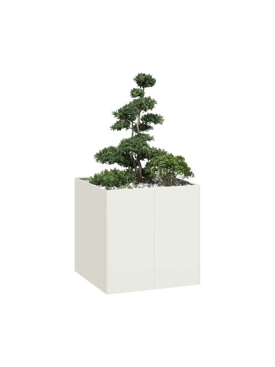 vidaXL Blumenkasten Metallisch Weiß 80x80x80cm.