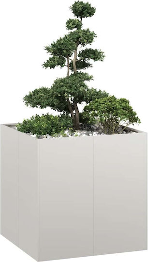 vidaXL Planter Box Metalic Argintiu 80x80x80cm