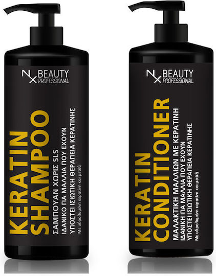 NX Beauty Professional Σετ Θεραπείας Κερατίνης για Ίσιωμα για Βαμμένα Μαλλιά με Σαμπουάν & Conditioner 2τμχ