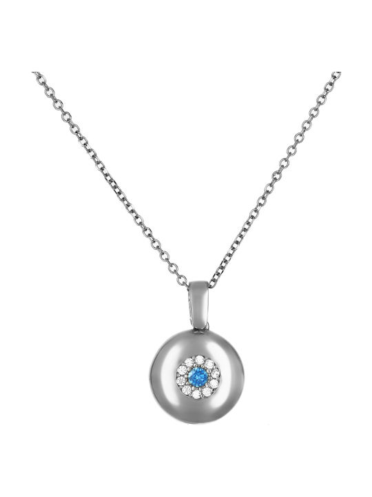Blue Zircon Eye Charm Made of 9K White Gold