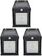 Set de 3 Lămpi Solare de Perete 2W 600lm Impermeabile IP65 pentru Grădină sau Casă Negru