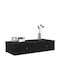 Shelf Wall Black Velvet-Black Metal 80x34x17cm