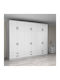 Six Door Wardrobe Victoria with Loft White 300x60x240cm