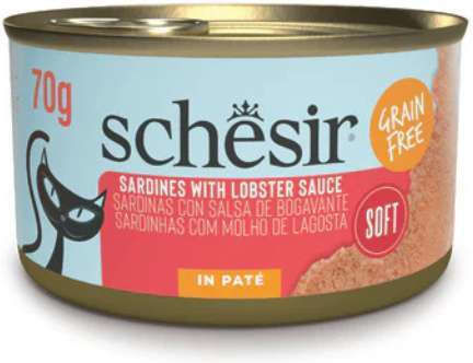 Schesir Wet Food for Adult Cats in Cans with Sardine, Lobster and Fish 70gr