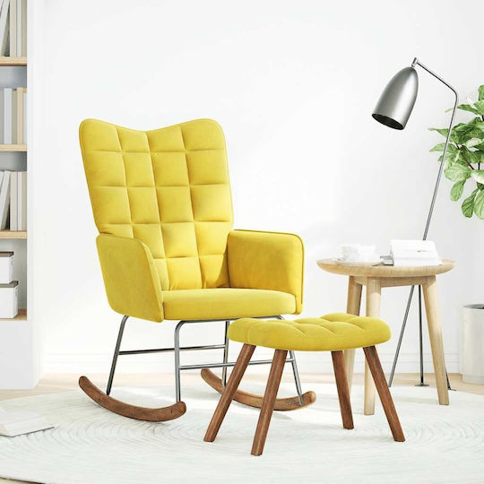 Rocking Armchair with Footstool Yellow 61x78x98cm