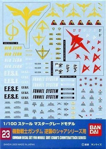 Gundam Gundam Decal 023 Mg Multiuse Char's Counterattack