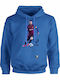 Fleece Kids Sweatshirt with Hood and Pockets Blue Rual