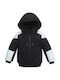 Waterproof Kids Casual Short Coat with Hood Black White