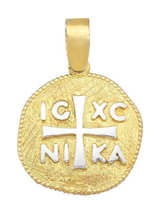 Ios Pendant Kids Talisman Double Sided Konstantinato made of Gold 9K ΜΕ1623Δ