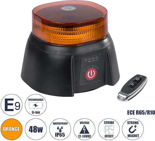 GloboStar Car Beacon LED 10 - 30V Waterproof 9cm with Orange Lighting