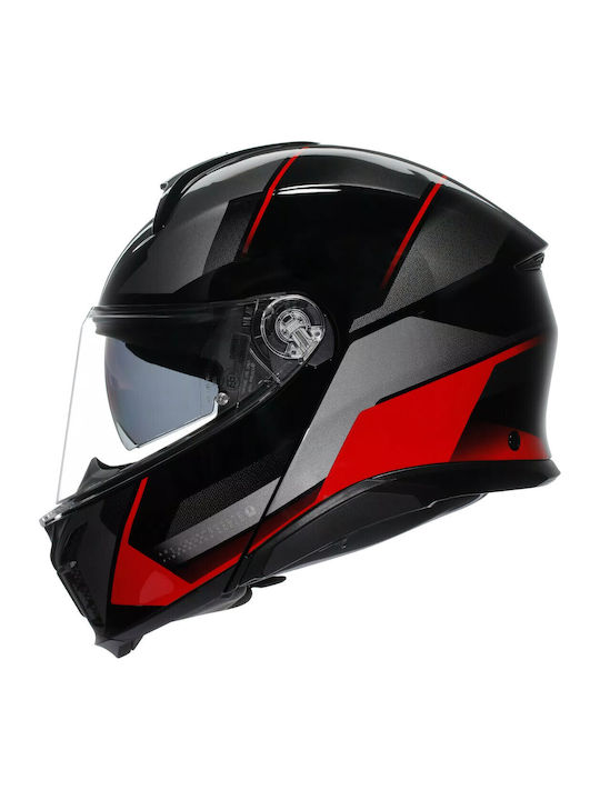 AGV Tourmodular Perception Negru/Roșu Casca Moto Modulară ECE 22.06 1620gr cu Pinlock