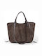 Damentasche Schulter Leder Wildleder Braun