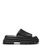 Kendra Leather Platform Slide Sandale Casual Damă Flatforme Din Piele Negre