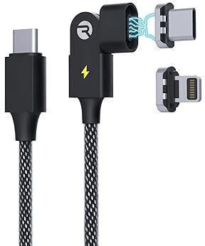Raycon Magnetic USB to Type-C / Lightning / micro USB Cable 2.4A Μαύρο 1m (B0CGKPDBJ3)
