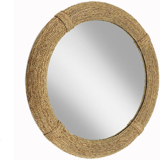 Liberta Voyage Wandspiegel mit Beige Hölzernes Rahmen Durchmesser 80cm 1Stück