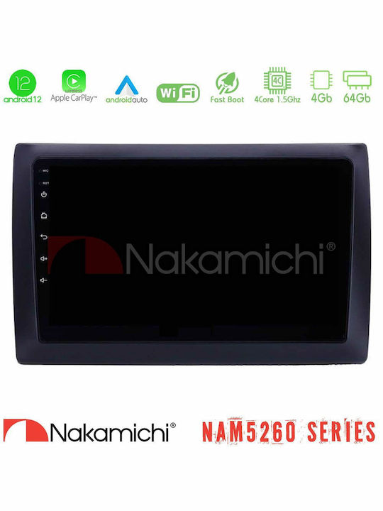 Nakamichi Car Audio System for Fiat Stilo 2001-2008 (Bluetooth/USB/AUX/WiFi/GPS/Apple-Carplay/Android-Auto) with Touch Screen 9"
