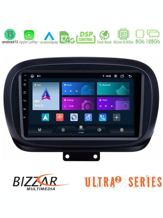 Bizzar Auto-Audiosystem für Fiat 500X 2015-2020 (Bluetooth/USB/WiFi/GPS/Apple-Carplay/Android-Auto) mit Touchscreen 9"