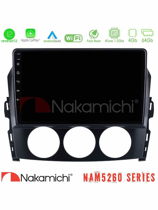 Nakamichi Auto-Audiosystem für Mazda MX-5 2006-2008 (Bluetooth/USB/AUX/WiFi/GPS/Apple-Carplay/Android-Auto) mit Touchscreen 9"