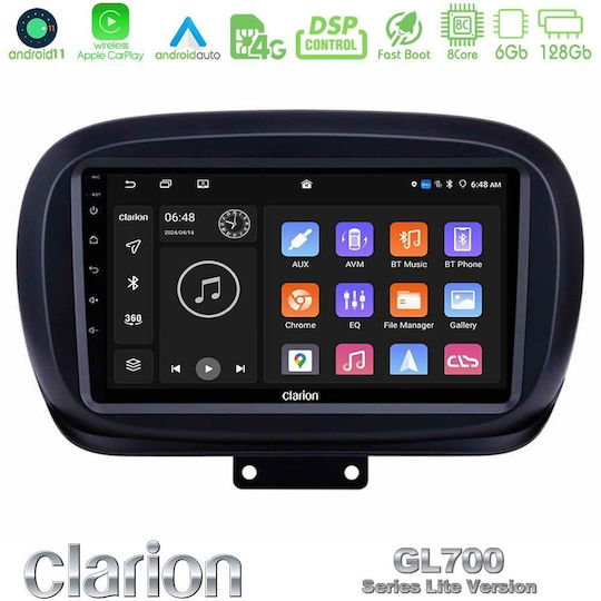 Clarion Ηχοσύστημα Αυτοκινήτου για Fiat 500X 2015-2020 (Bluetooth/USB/WiFi/GPS/Apple-Carplay/Android-Auto) με Οθόνη Αφής 9"