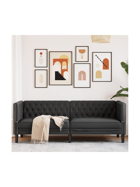 Three-Seater Couch Artificial Leather Black 194...