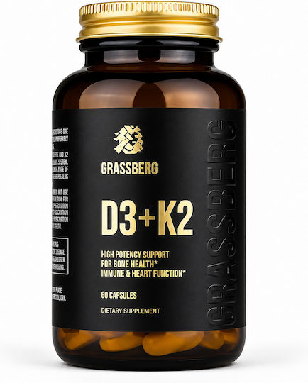 Grassberg Vitamin D3 + K2 Витамин за Здравето на костите 60 Таблетки