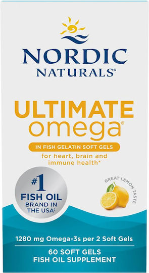 Nordic Naturals Ultimate Omega Fish Oil 1280mg 60 Softgels Lemon