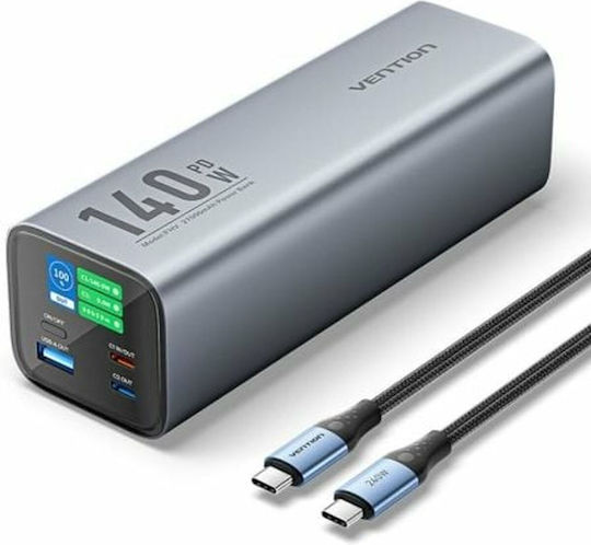 Vention Power Bank 27000mAh 140W με Θύρα USB-A και Θύρα USB-C Power Delivery Γκρι