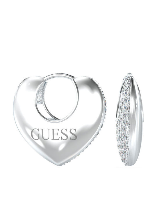 Guess Earrings Hoops made of Steel with Stones