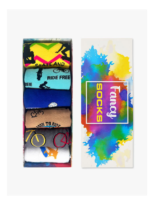 Fancy Gift Box Βαμβακερές Κάλτσες Σχέδια Sports 6 Ζευγάρια