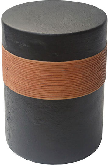 Round Side Table Belt Wooden Black 38.5x38.5x52 cm
