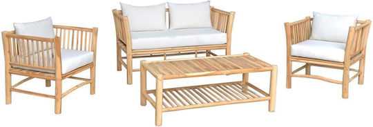 Living Room Set 4 Pieces Teak with Pillows
