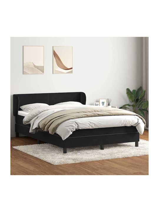 Doppelbett Bezogen mit Stoff Schwarz mit Latten...
