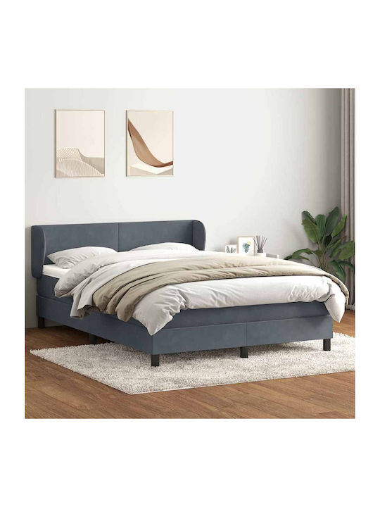 Doppelbett Bezogen mit Stoff Dunkelgrau mit Lattenrost & Matratze 160x210cm
