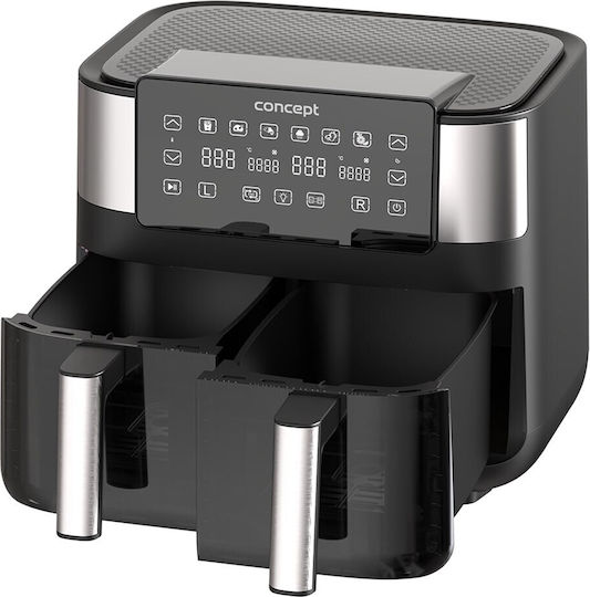 Concept Air Fryer με Διπλό Αποσπώμενο Κάδο 8lt Μαύρο FR8000