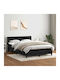 Vidaxl Κρεβάτι Boxspring Στρώμα Μαύρο 160x210cm Βελούδινο 1 Τεμ Διπλό Μαύρο