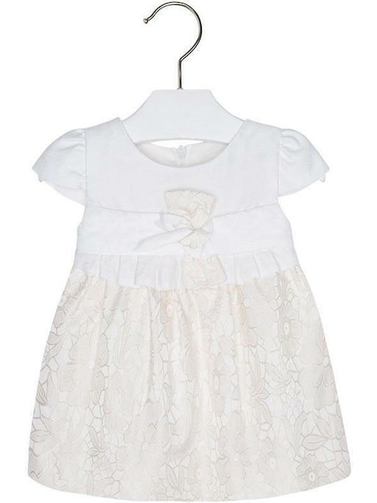 Mayoral Children's Dress Short Sleeve Ecru
