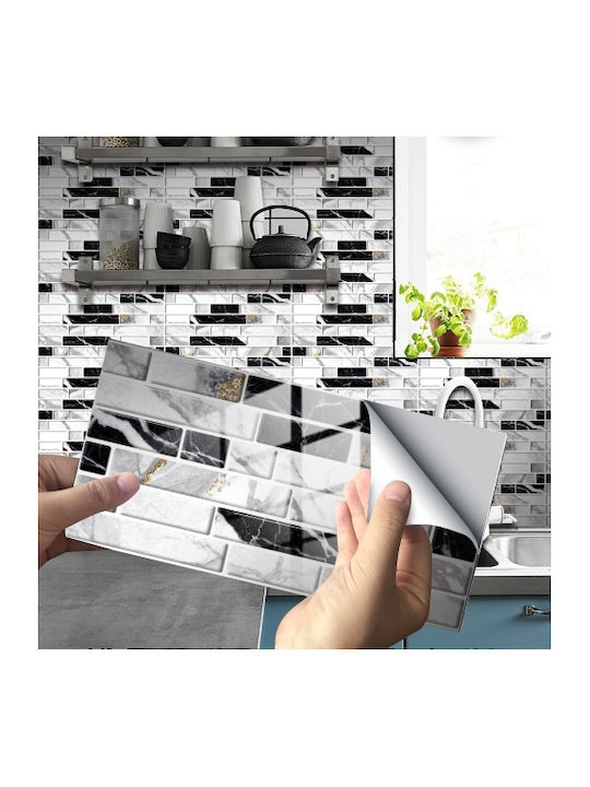12 Pcs 10 X 20 Cm Floor Sticker Brick Pattern Crystal Film Glossy Tile Floor Sticker Kit029