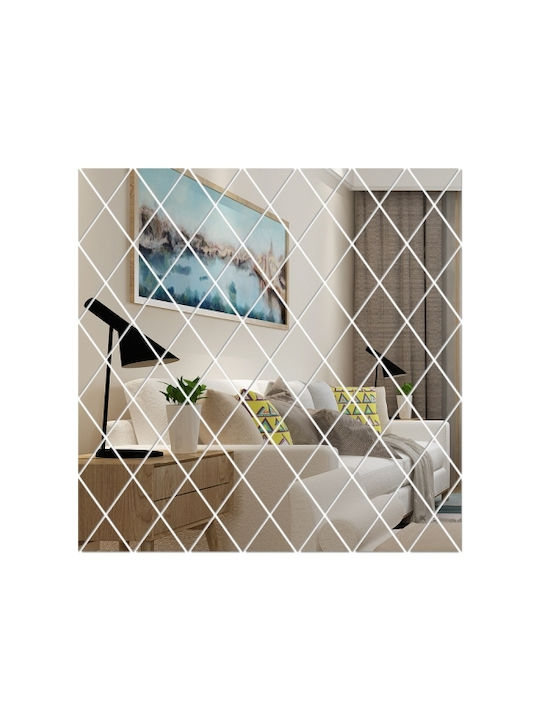 Decorative Stickers Acrylic Mirror Background Rhombus Seam Specification Silver Medium