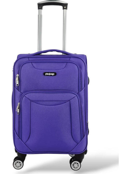 Playbags Βαλίτσα Ταξιδίου Καμπίνας Υφασμάτινη Μωβ με 4 Ρόδες Ύψους 55εκ.