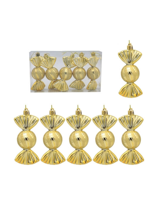 Box Hanging Ornament Gift Plastic Gold Set 5pcs