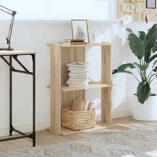 Βιβλιοθήκη 3 Επιπέδων Sonoma Δρυς 60x30x80 Εκ Επεξεργ Ξύλο Καφέ 60 X 30 X 80 Cm