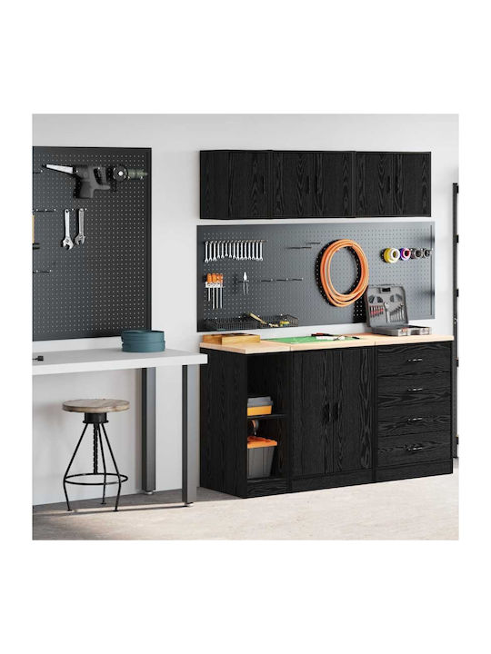 Office Storage Cabinet Black Velvet-Black Metal L30xW51xH85cm