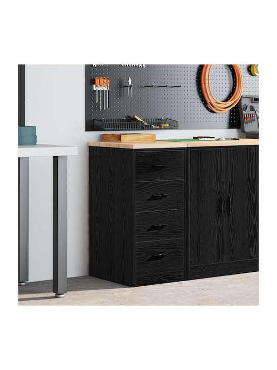 Ντουλάπι Γραφείου από Μασίφ Ξύλο Μαύρο 40x51x85cm