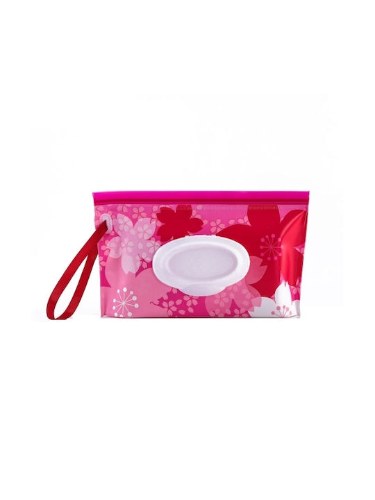 Baby Eva Wet Wipes Bag Portable Flip Αφαιρούμενο Υγειονομικό Υγρό Μαντηλάκι Τσάντα Κόκκινο Λουλούδι