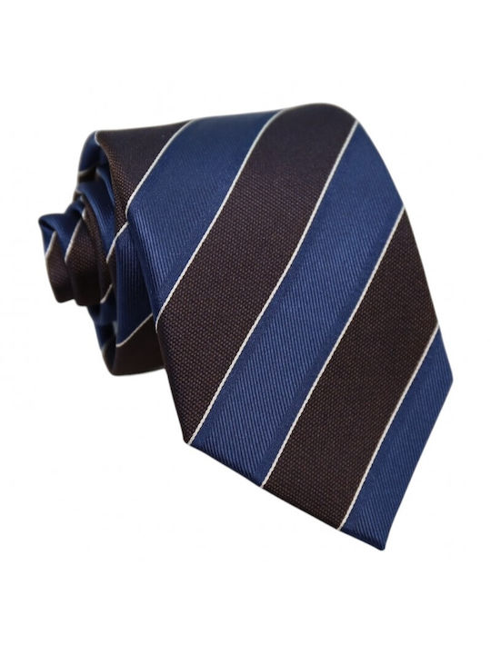 Silk Blue Brown Striped Tie 8cm