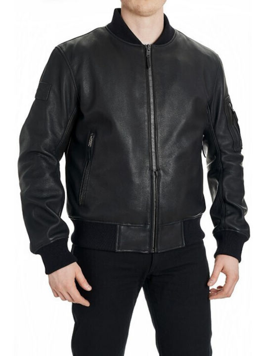Pando Moto Twin Leather Ανδρικό Μπουφάν Μηχανής Δερμάτινο 4 Εποχών Μαύρο
