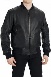 Pando Moto Twin Leather Δερμάτινο Ανδρικό Μπουφάν 4 Εποχών Μαύρο