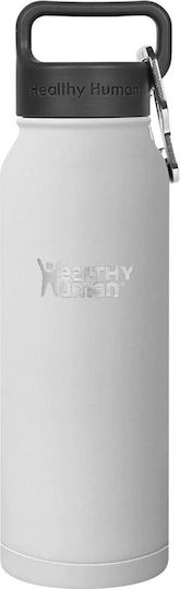 Healthy Human Stein Bottle Thermos Stainless Steel BPA Free 621ml Pure White With Straw