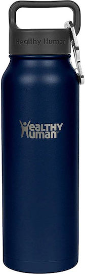 Healthy Human Stein Bottle Thermos Stainless Steel BPA Free 621ml Navy Blue With Straw